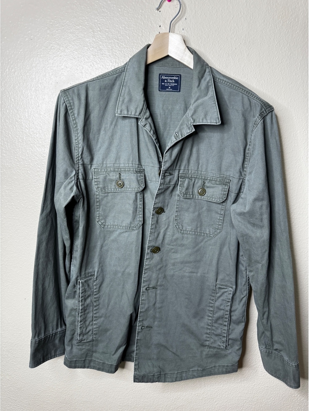 Abercrombie & Fitch Y2K Shirt Jacket Mens Military Button Up Cotton M Shacket